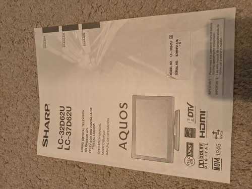 Sharp aquos 37d62u - sharp, lc-32/37d62u