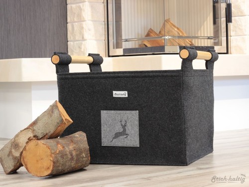 Cesto legno con cervo - cervo,