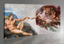 Quadro Michelangelo Creazione di Adamo Stampa su Tela Canvas Vernice Pennellate