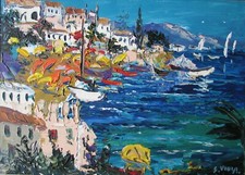 Giuseppe VIOLA (Milano 1933-2010) SANTA MARGHERITA LIGURE Olio su tela cm 50x70 