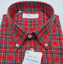 Camicia Quadri Scozzese Rosso Button down Cot. makò doppio ritorto Tess. Monti
