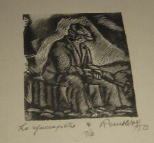 1933 Remo Wolf. Xilografia, Lo Spaccapietre. Esemplare 15/17. Germania, Trento.