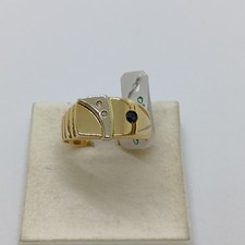 ANELLO DA UOMO IN ORO GIALLO E BIANCO 18KT CON ZIRCONI 6 GRAMMI N.24 (1657)