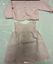 T096 COMPLETO ABITO E MAGLIONCINO CERIMONIA 4PZ BIMBA  6 /9 MESI