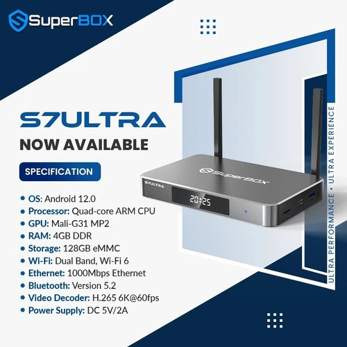 Superbox ultra 128gb tv - s7,