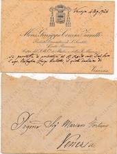 1924 Mons. Giuseppe Comm. ZANETTI Venezia AUTOGRAFO biglietto da visita