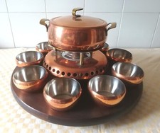 Set Fondue Bourguignonne professionale Vintage in Rame massiccio piatto girevole