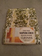Un paio di tende vintage Supercord anni 70 retrò floreali oliva larghezza 46” goccia 90”