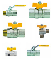 VALVOLA A SFERA PER GAS CON FARFALLA O LEVA GIALLA MF FF 1/2" - 3/4" -1" ENOLGAS
