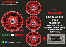 Cerchi lega 12 stilauto RAY ROSSO Fiat 500 D L F R epoca OLD 4x190 borrani raggi