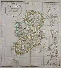 CARTE ANCIENNE IRLANDE VAUGONDY DELAMARCHE GRAVURE IRLAND