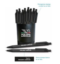 Penna Team Confezione Penne 20 pezzi + Portapenne Polizia Locale Idea Regalo Pro