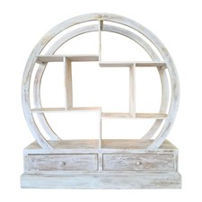 Libreria etnica legno teak rotonda mobile ingresso
