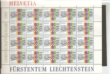 Svizzera 1995. Minifoglio emissione congiunta con il Liechtenstein, MNH.