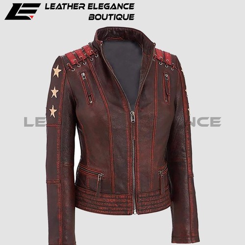 Giacca pelle biker donna