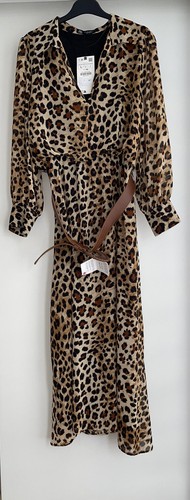 Abito midi zara marrone stampa - marrone,