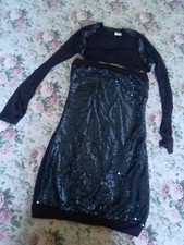 Vestito Paillettes Blu Fruscio taglia S/M nuovo con coprispalle