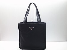 Borsa Prada Tessuto Pelle di Vitello Mano Tote Bag Nero Nylon Nappa Vintage...