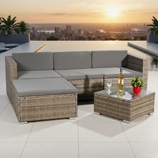 Divano in rattan grigio set di