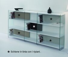 LIBRERIA COMPONIBILE BIFACCIALE VETRO TEMPERATO PIANI LEGNO VARI COLORI 70.31