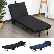 Letto Ospiti Pieghevole 2 in 1 Letto Pieghevole Altezza Testiera Regolabile con Ruote Nero