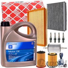 KIT FILTRI FEBI KIT ISPEZIONE + OLIO ORIGINALE 5W30 per OPEL MERIVA A 1.4 16V 90 CV