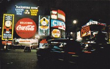 ENGLAND - London, Piccadilly Circus at Night, Coca Cola, Cinzano, Postcard 1972