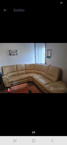 Divano angolare pelle beige - divano, in