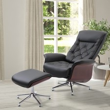 HOMCOM Poltrona TV con Sgabello Poltrona Imbottita Poltrona Relax Girevole 145° Inclinabile