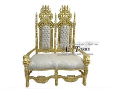 Trono da re due posti con leoni in stile barocco poltrona alta reale foglia oro 