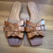 Saint Laurent sandali omaggio donna 37 pelle marrone US 7 YSL designer classici