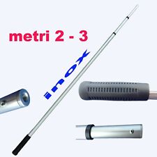 manico guadino telescopico alluminio metri 2 - 3 regolabile pesca mare lago inox