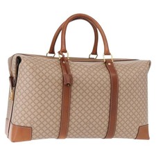 CELINE Borsa Boston in tela di macadam PVC beige oro originale bs30786