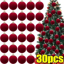 Palline di Natale in velluto rosso vino/ bianche da 6 cm per albero di Natale 