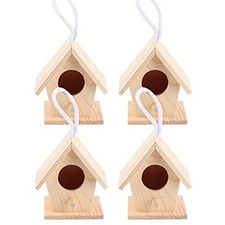 Aladeno 4 Pezzi Casetta per Uccelli in Legno da Appendere Nidi per (i8s)
