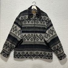 Giacca vintage Woolrich lana azteca sud-occidentale tribale grigio uomo taglia M made in USA