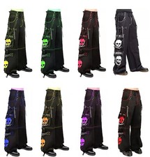 Pantaloni Goth Cyberpunk Rave gamba larga patch teschio abbigliamento tecnico pantaloni Y2K emo grunge