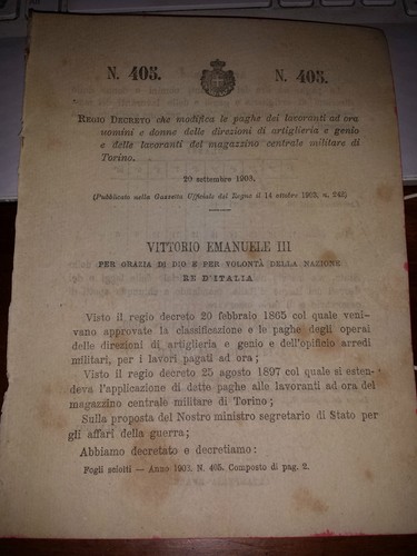 Regio decreto 1903 - decreto, mod