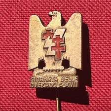 497 - Distintivo Giornata delle due Croci Bronzo (PNF, Fascismo, Ventennio)