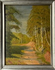 Quadro a Olio Soleggiata Giorno Sul Bordo 1949 FT Monogramma Deutscher Pittore