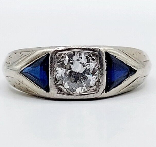 Anello art deco oro bianco - , 18k