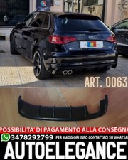 AUDI A3 8V SPORTBACK 2012 AL 2015 SOTTO PARAURTI DIFFUSORE RS3 4 SCARICHI ABS -