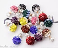 orecchini Moda Doppia pallina perla BUBBLE strass shamballa Vari Colori