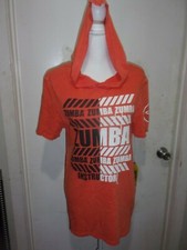Zumba Wear Short Sleeve Hoodie Tee Shirt - Orange ~ Sizes XS,S or M (B179)