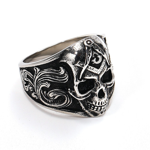 Anello testa teschio massonico - anello,