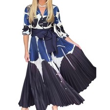 Maxi abito plissettato Sara Roka Terma Geodots blu 40 US 4