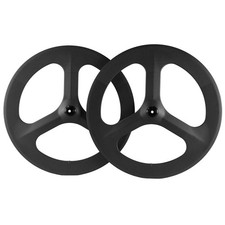 Set ruote bici corsa 700C 3 razze carbonio 70 mm profondità 23 mm larghezza impianto frenante a V