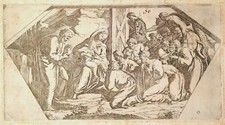 ORATIO BORGIANNI. L'ADORATION DES BERGERS. GRAVURE SUR PAPIER. ITALIE. XVI-XVIIE