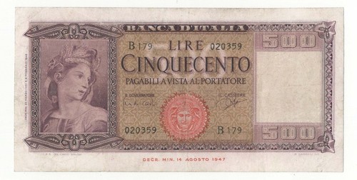500 lire italia ornata - italia, di