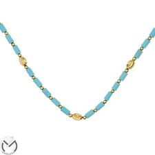 Collana in oro giallo 18 Kt 750 cilindri turchese -436/ST-